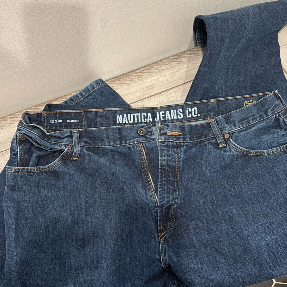 Nautica Men's Blue Jeans Loose Relaxed Fit 42 x 32